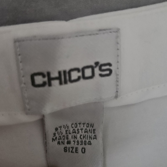 CHICO'S White Cotton/Stretch Ankle Side-Zip Pants | SZ S/4 - Picture 7 of 7